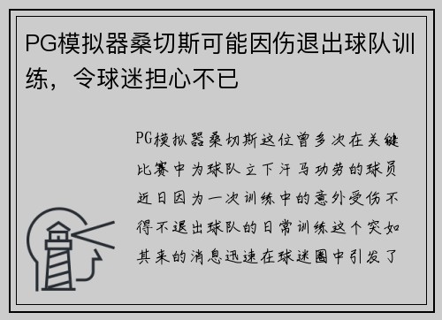 PG模拟器桑切斯可能因伤退出球队训练，令球迷担心不已
